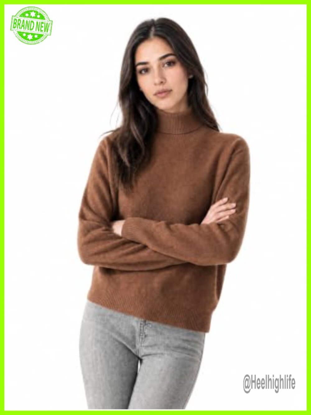 100% Pure Cashmere Turtleneck Sweater Long Sleeve Warm Soft Knit Pullover